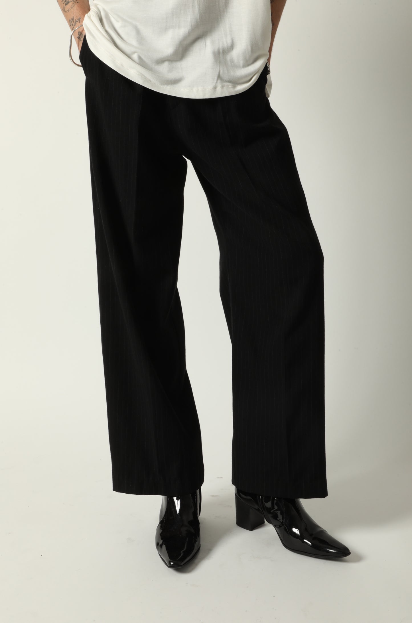 MERCER PINSTRIPE PLEATED PANTS