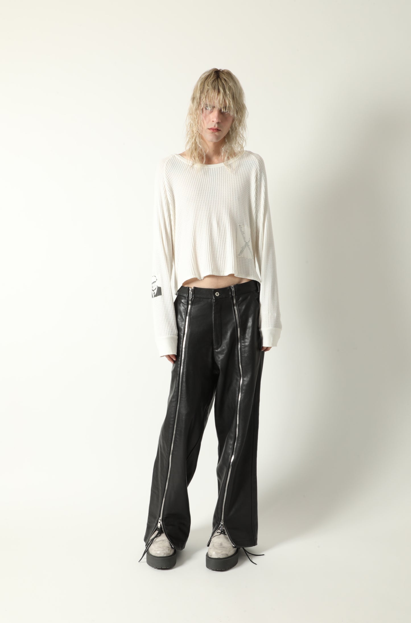 FAMILY REUNION LEATHER ZIPPER PANTS