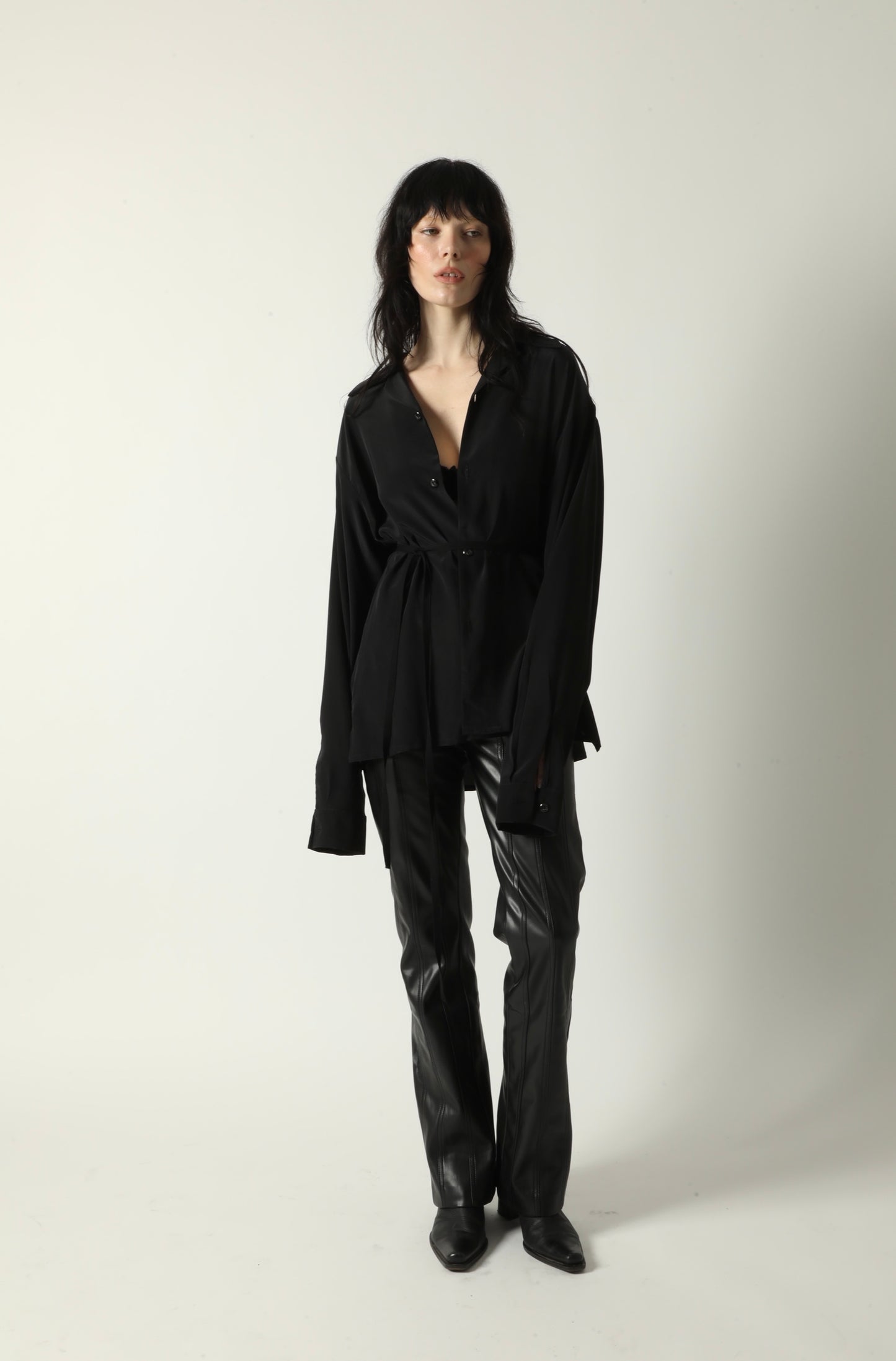 DEATH IN THE FAMILY PLEATED SILK SHIRT