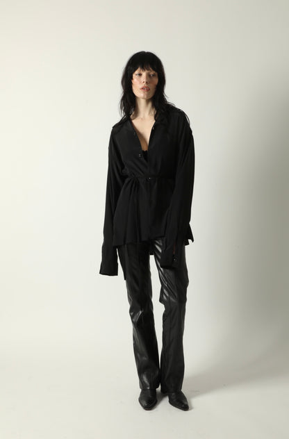 DEATH IN THE FAMILY PLEATED SILK SHIRT