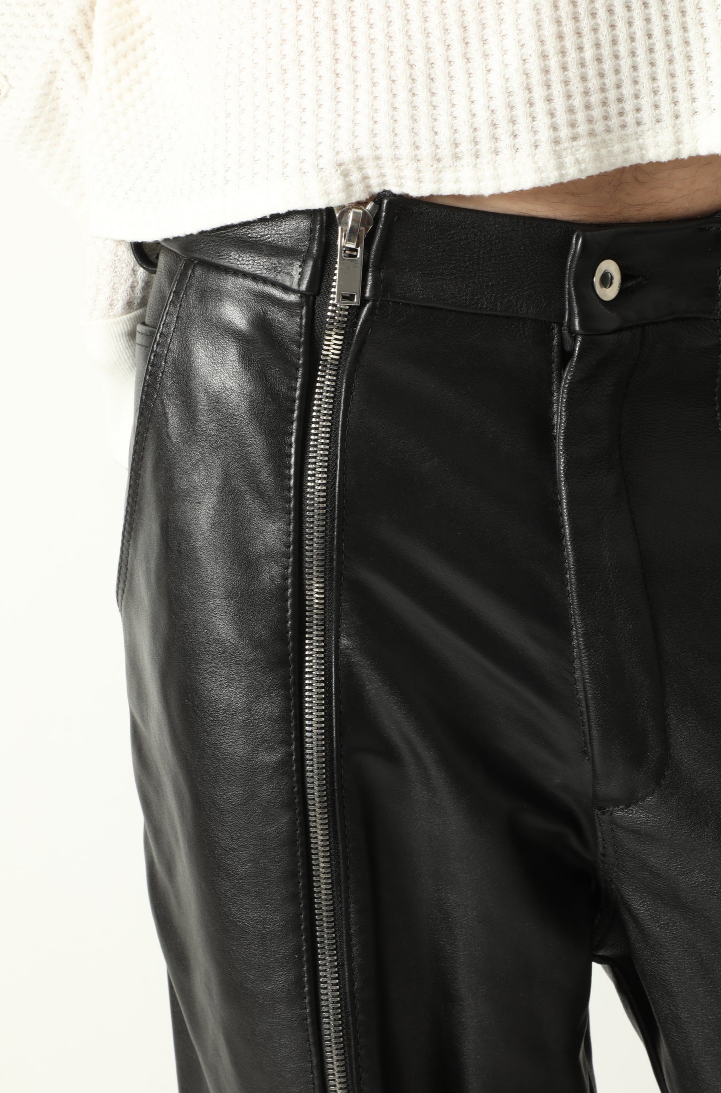 FAMILY REUNION LEATHER ZIPPER PANTS